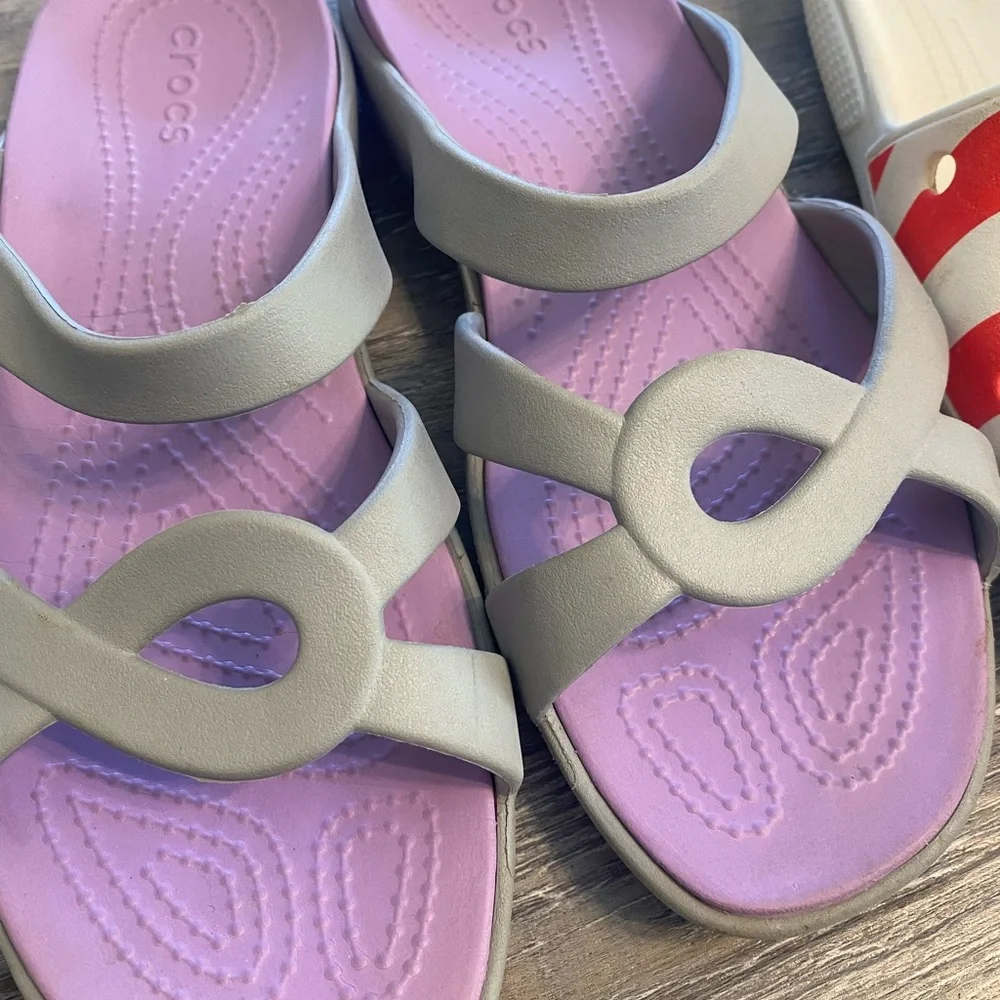 2 Pairs! CROCS Sandals Good Used Condition Womens 9 - Picture 3 of 7